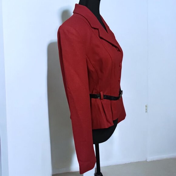 Vintage-Inspired Cherry Red Peplum Jacket Chic Polished with Patent Belt… NWOT - Picture 4 of 10